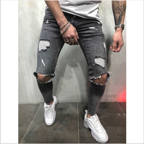 Mens Slim Casual Ripped Damaged Jeans – Boutique De Passion